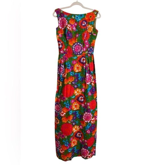 Vintage 60's Sandra Post Bold Psychedelic Floral Print Pillar Dress Small RARE - Picture 13 of 13
